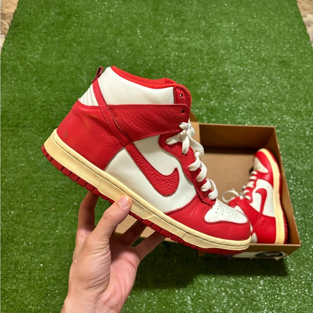 Nike Red and White High-Top Sneakers